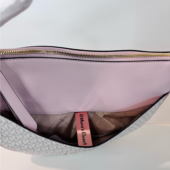 🦋MICHAEL KORS DOVER LARGE TOPZIP HALF MOON SHOULDER BAG MK LOGO POWDER BLUSH - Picture 4 of 7